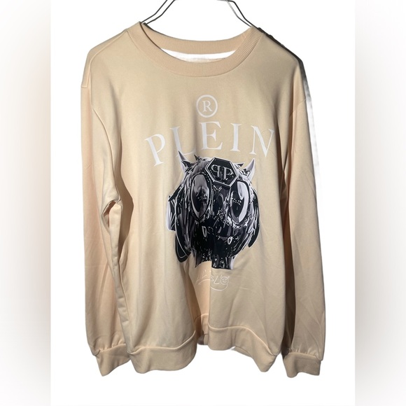 Philipp Plein Other - Philipp Plein Cream Sweatshirt/Hoodie/ Pullover with Black Graphic Logo